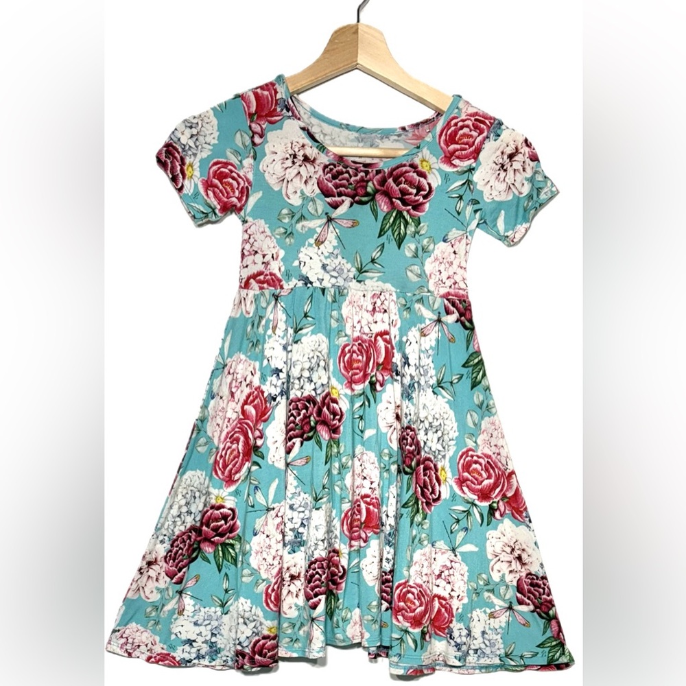 Posh Peanut Blue and White Floral Sundress 4T
